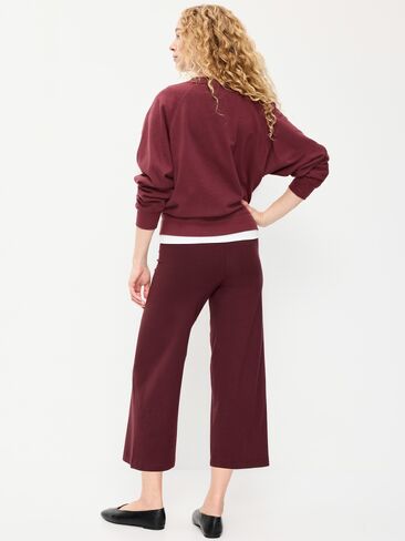 Old Navy High-Waisted Fashion Wide-Leg Cropped Leggings - Red Raisin in Kuwait