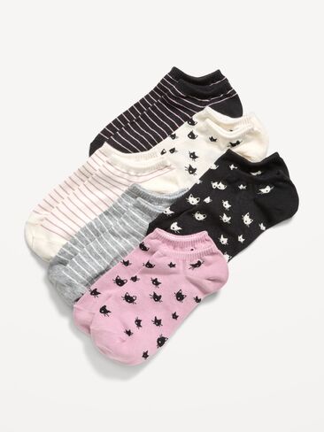 Old Navy Ankle Socks 6-Pack for Women - Black Cat Stripe in Kuwait