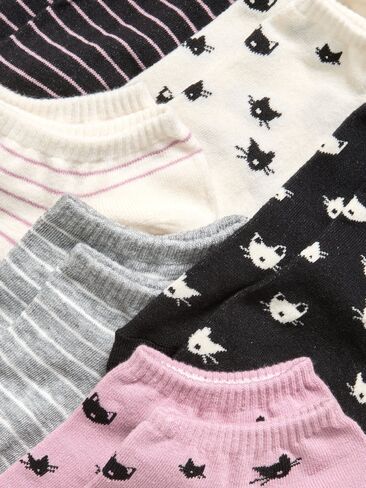 Old Navy Ankle Socks 6-Pack for Women - Black Cat Stripe in Kuwait