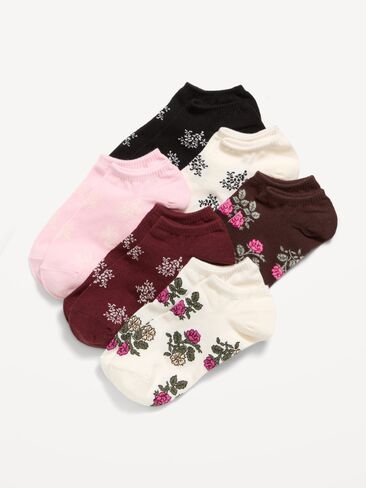 Old Navy Ankle Socks 6-Pack for Women - Floral Purple in Kuwait