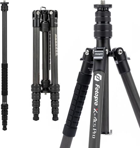 حامل ثلاثي من Fotopro للكاميرا، حامل ثلاثي من الألومنيوم مقاس 57 بوصة ومونوبود لكاميرا DSLR مع رأس كروي ولوحة وحقيبة سريعة التحرير، حامل ثلاثي القوائم مدمج للسفر لكاميرا الفيديو، تحميل يصل إلى 8 كجم/17.63 رطل in Kuwait