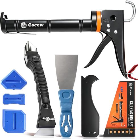 Cocew Caulking Tool Kit, Smooth Caulk Gun and Sealant Finishing Tool Grout Scraper,5 Replace Silicone Pads, Great Tools for Kitchen Bathroom Window Sink Joint with Gift Box in Saudi Arabia