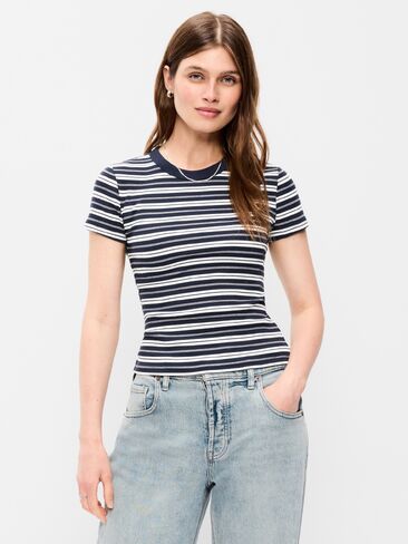 Old Navy Snug Crew-Neck Ribbed T-Shirt - Navy Stripe in Kuwait