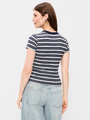 Old Navy Snug Crew-Neck Ribbed T-Shirt - Navy Stripe in Kuwait