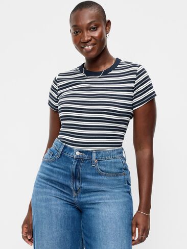 Old Navy Snug Crew-Neck Ribbed T-Shirt - Navy Stripe in Kuwait
