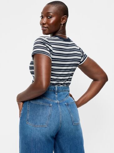 Old Navy Snug Crew-Neck Ribbed T-Shirt - Navy Stripe in Kuwait