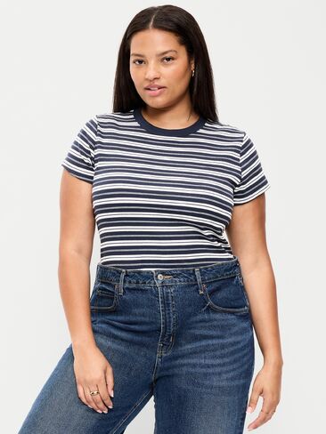 Old Navy Snug Crew-Neck Ribbed T-Shirt - Navy Stripe in Kuwait