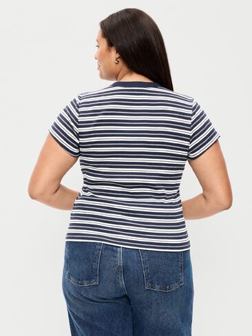 Old Navy Snug Crew-Neck Ribbed T-Shirt - Navy Stripe in Kuwait