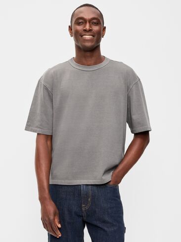 Old Navy Garment-Dyed Heavyweight Cropped T-Shirt - Stainless Steel in Kuwait
