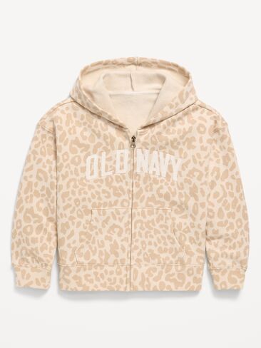 Old Navy Logo-Graphic Zip Hoodie for Girls - Leopard Top in Kuwait