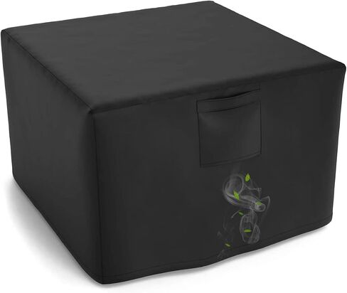 Fire Pit Cover Square, Fits for 28-32 Inch Gas Fire Table, Heavy Duty Oxford Fabric Outdoor Fireplace Cover, Waterproof Rectangle Firepit Cover, 32 x 32 x 24 Inch, Black in Kuwait