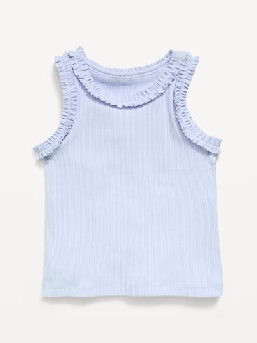 Old Navy Printed Sleeveless Ruffle-Trim Ribbed Top for Toddler Girls - Sky Maintenance in Kuwait