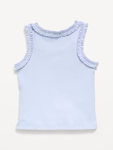 Old Navy Printed Sleeveless Ruffle-Trim Ribbed Top for Toddler Girls - Sky Maintenance in Kuwait