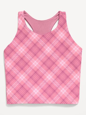 Old Navy PowerSoft Longline Sports Bra for Girls - Pink Plaid in Kuwait