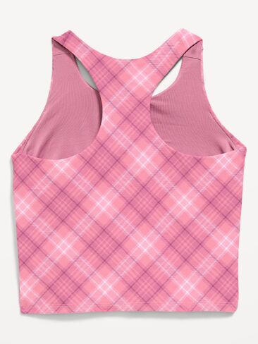 Old Navy PowerSoft Longline Sports Bra for Girls - Pink Plaid in Kuwait