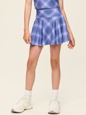 Old Navy High-Waisted PowerSoft Skort for Girls - Blue Plaid in Kuwait