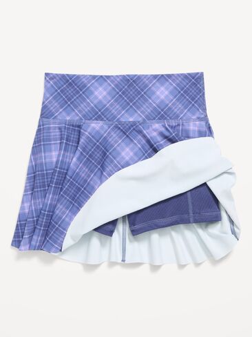 Old Navy High-Waisted PowerSoft Skort for Girls - Blue Plaid in Kuwait