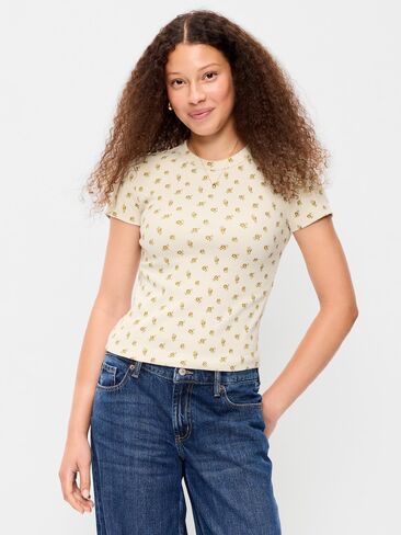 Old Navy Snug Crop T-Shirt - Green Floral in Kuwait