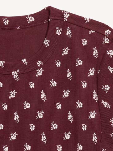 Old Navy Snug Crop T-Shirt - Burgundy Floral in Kuwait