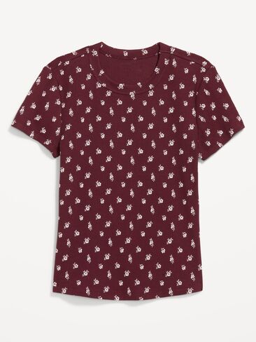 Old Navy Snug Crop T-Shirt - Burgundy Floral in Kuwait
