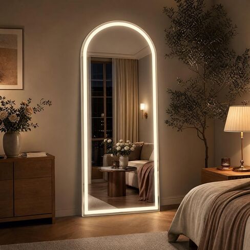 LED Full Length Mirror Floor Mirrors with Dimming &3 Color Lighting 32 x 71 Inch LED Mirrors Full Body with Stand for Bedroom Dressing Room Rect in Saudi Arabia