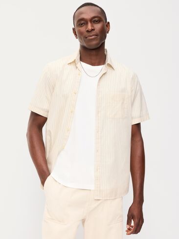 Old Navy Classic Fit Everyday Shirt - Sea Salt Stripe in Kuwait