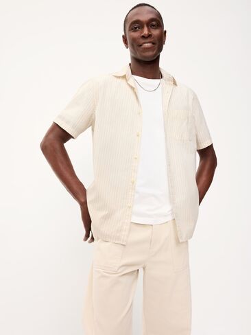 Old Navy Classic Fit Everyday Shirt - Sea Salt Stripe in Kuwait