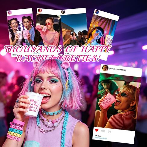 نيفيليباتا مجموعة اكواب حفلات توديع العزوبية قابلة لاعادة الاستخدام بعبارة Let's Go Girls، اكواب ملعب بلاستيكية لحفلات توديع العزوبية بطابع السبعينيات من 12 قطعة in Kuwait
