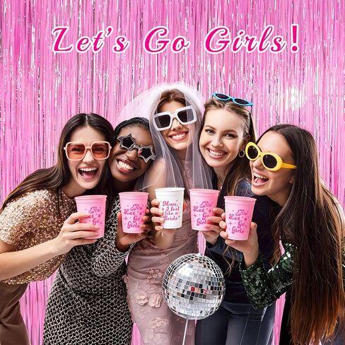 نيفيليباتا مجموعة اكواب حفلات توديع العزوبية قابلة لاعادة الاستخدام بعبارة Let's Go Girls، اكواب ملعب بلاستيكية لحفلات توديع العزوبية بطابع السبعينيات من 12 قطعة in Kuwait
