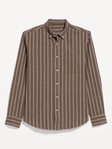 Old Navy Classic Fit Everyday Oxford Shirt - Earth Brown Stripe in Kuwait