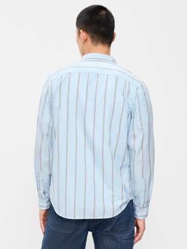 Old Navy Classic Fit Everyday Striped Poplin Shirt - Blue Stripe in Kuwait