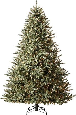 Balsam Hill 4.5ft شجرة التنوب الزرقاء الكلاسيكية المضاءة مسبقًا - شجرة عيد الميلاد الاصطناعية مع أكثر من 886 نصيحة، 300 مصباح LED شفاف، تقنية توصيل سهلة وحامل ممتاز لتزيين العطلات الداخلية in Kuwait