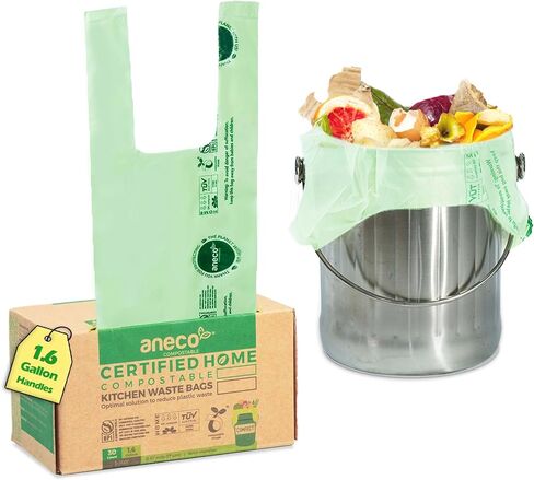 100% Compostable Food Waste Bags 13 Gallon, 35 Count, Extra Thick Kitchen Compost Bags, Large Compostable Bags for Tall Kitchen Bin (Pack of 1) in Kuwait