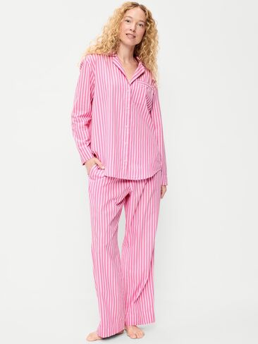 Old Navy Poplin Pajama Pant Set - Pink Stripe in Kuwait