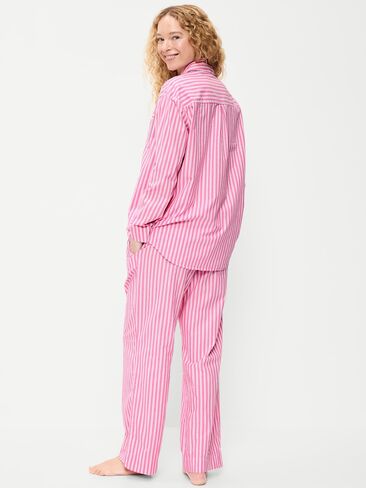 Old Navy Poplin Pajama Pant Set - Pink Stripe in Kuwait