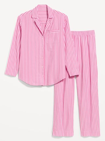 Old Navy Poplin Pajama Pant Set - Pink Stripe in Kuwait