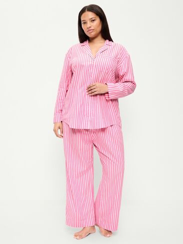 Old Navy Poplin Pajama Pant Set - Pink Stripe in Kuwait