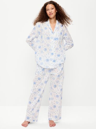 Old Navy Poplin Pajama Pant Set - Food White in Kuwait