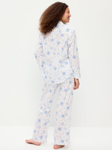 Old Navy Poplin Pajama Pant Set - Food White in Kuwait