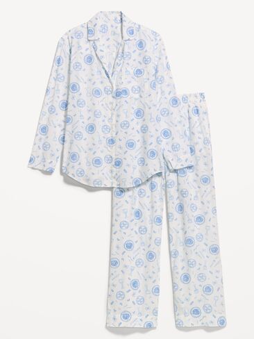 Old Navy Poplin Pajama Pant Set - Food White in Kuwait