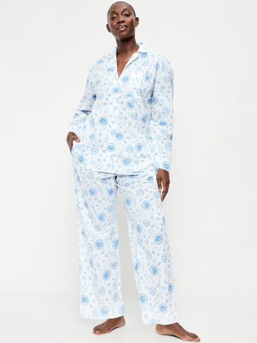 Old Navy Poplin Pajama Pant Set - Food White in Kuwait