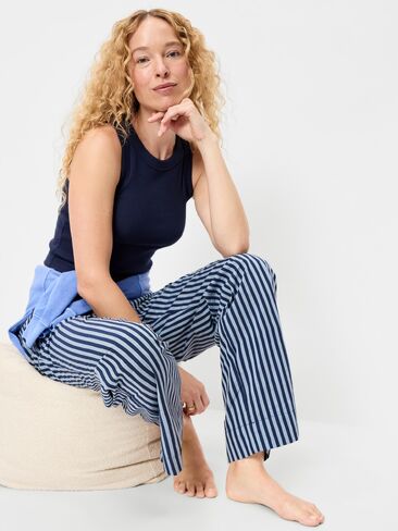 Old Navy High-Waisted Poplin Pajama Pant - Dark Blue Stripe in Kuwait