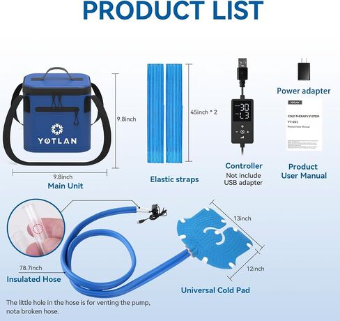 آلة العلاج البارد مع مؤقت قابل للبرمجة، محمولة تعمل بالطاقة USB، مضخة قوية جديدة 2025، لاستبدال الركبة، وتخفيف الألم، والإصابات الرياضية، وضغط على شكل ضمادة الآس، وسادة للكتف والورك والكاحل in Kuwait