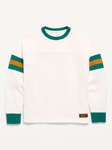 Old Navy Oversized Long-Sleeve Graphic T-Shirt for Boys - Sea Salt in Kuwait