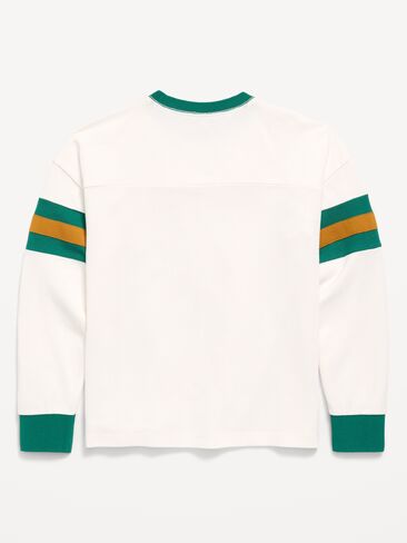 Old Navy Oversized Long-Sleeve Graphic T-Shirt for Boys - Sea Salt in Kuwait