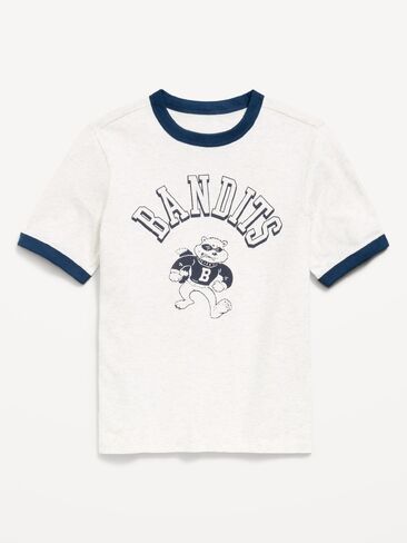 Old Navy Softest Short-Sleeve Graphic Ringer T-Shirt for Boys - Light Heather Gray in Kuwait