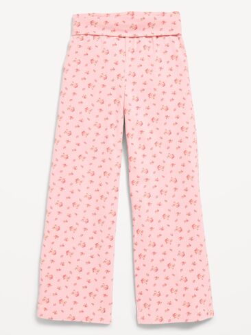Old Navy Foldover Jersey Knit Wide-Leg Pants for Girls - Ditsy Floral in Kuwait