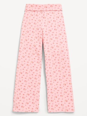 Old Navy Foldover Jersey Knit Wide-Leg Pants for Girls - Ditsy Floral in Kuwait