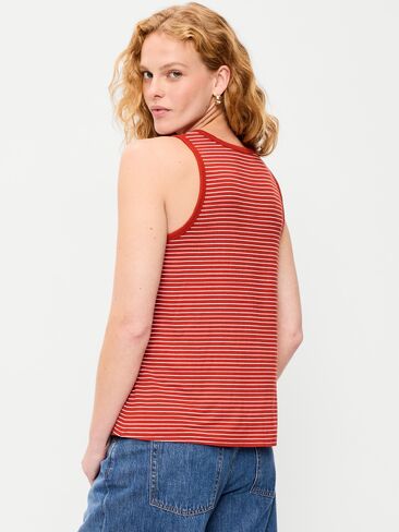 Old Navy Luxe High-Neck Tank Top - Red Stripe in Kuwait