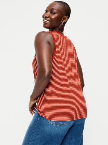 Old Navy Luxe High-Neck Tank Top - Red Stripe in Kuwait